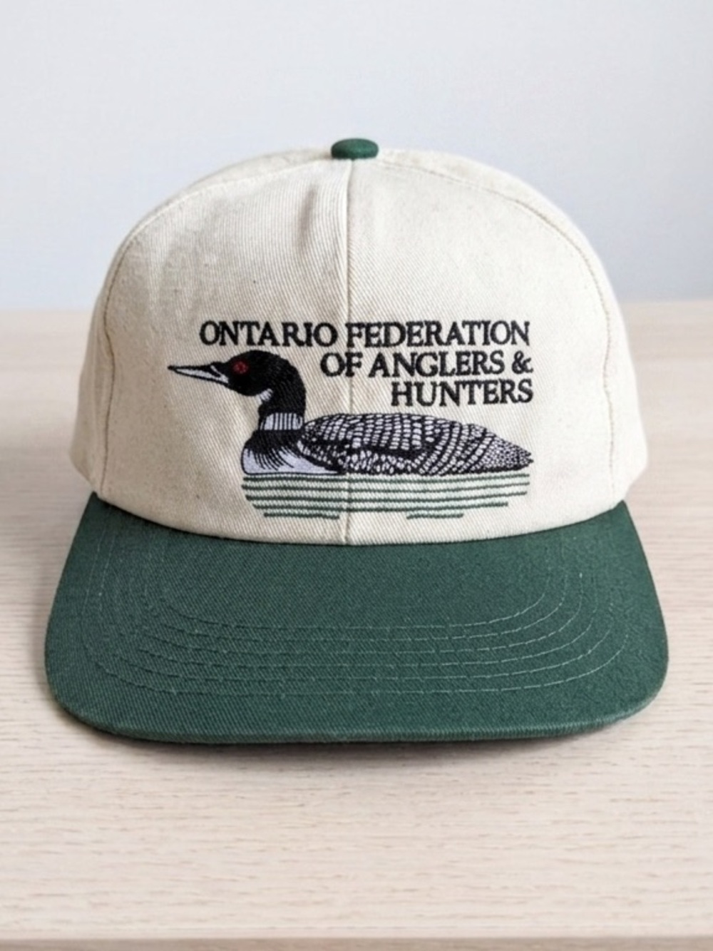 Vtg Ontario Federation Anglers Hunters Hat Loon Snapback #1 Apparel Canada Made